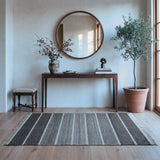 Grey & Ivory Contemporary Striped Kilim Rug Design 99 × 151 cm