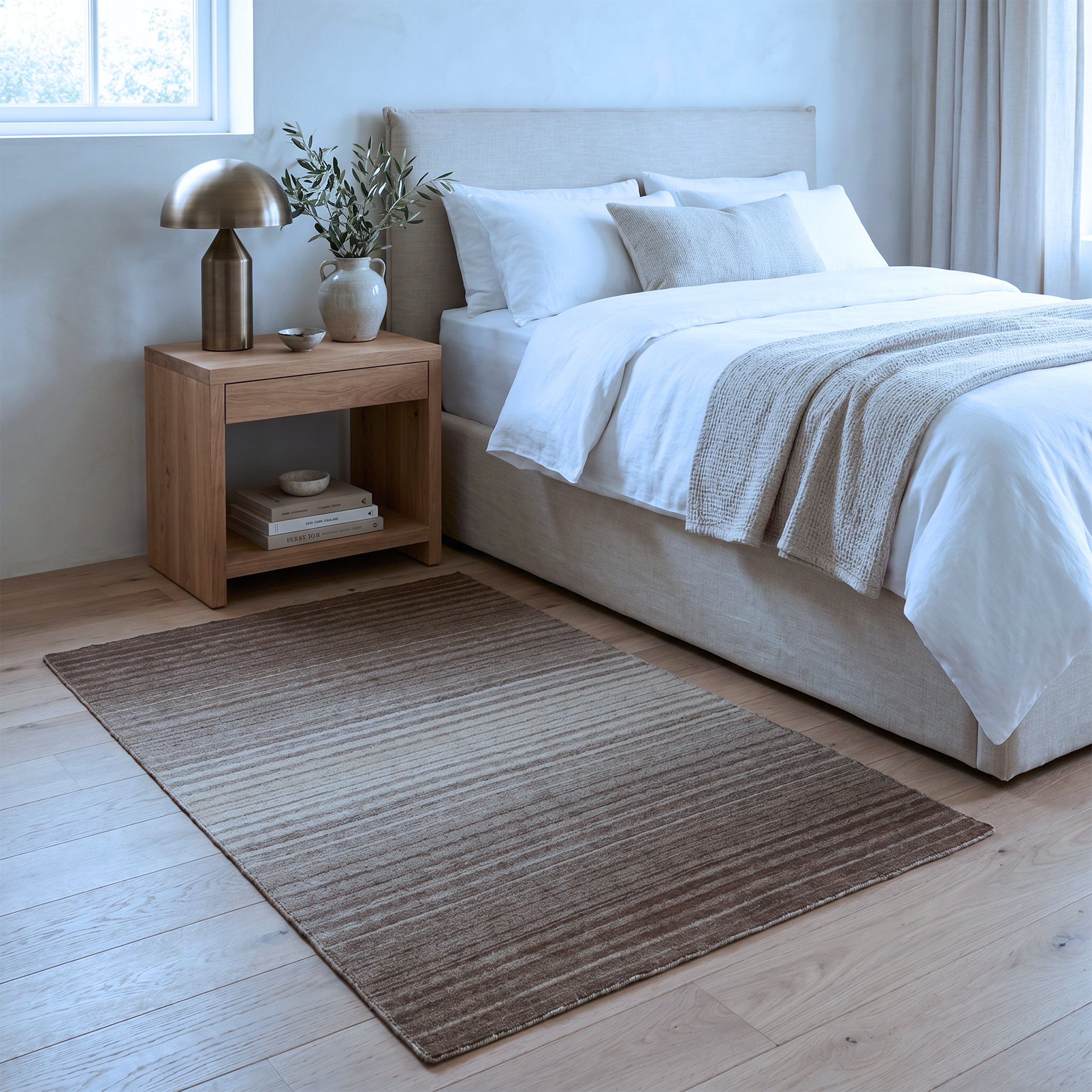 Brown & Taupe Ombre Striped Kilim Rug Design 121 × 181 cm