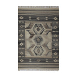 Grey, Ivory & Brown Tribal Geometric Kilim Rug Design 150 × 200 cm