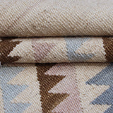 Beige & Blue Tribal Geometric Medallion Kilim Rug Design 170 × 240 cm