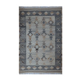 Grey & Ivory Tribal Medallion Kilim Rug Design 170 × 240 cm