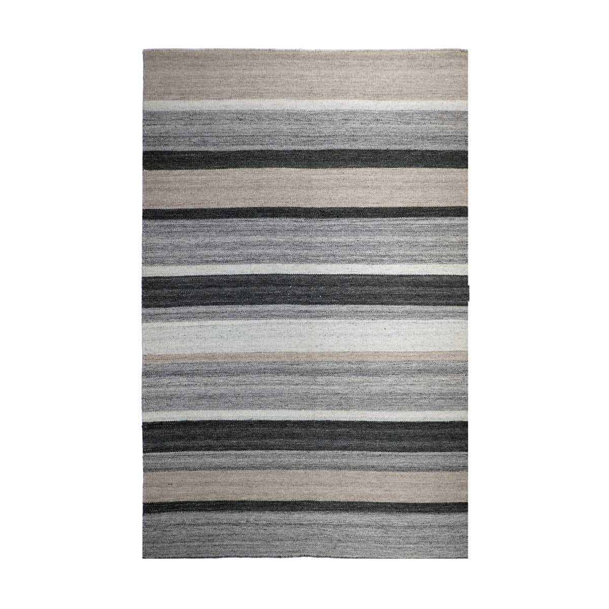 Grey & Ivory Striped Kilim Rug Design 174 × 234 cm
