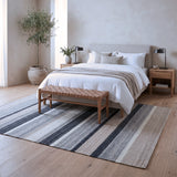 Grey & Ivory Striped Kilim Rug Design 174 × 234 cm