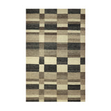 Brown, Grey & Ivory Patchwork Geometric Kilim Rug Design 160 × 196 cm