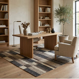 Brown, Grey & Ivory Patchwork Geometric Kilim Rug Design 160 × 196 cm