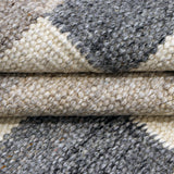 Brown, Grey & Ivory Patchwork Geometric Kilim Rug Design 160 × 196 cm
