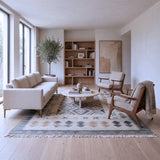 Ivory & Grey Tribal Diamond Kilim Rug Design 200 × 300 cm