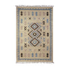Ivory & Blue Tribal Diamond Kilim Rug Design 150 × 200 cm