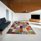 Mult-Coloured Hand-Knotted Modern Patchwork Collage Rug 353 × 253 cm