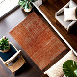 Burnt Orange Hand-Knotted Modern Vintage Rug 336 × 226 cm