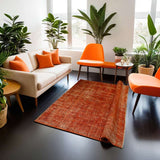 Burnt Orange Hand-Knotted Modern Vintage Rug 336 × 226 cm