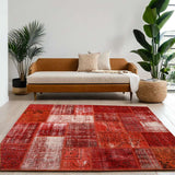 Red Hand-Knotted Modern Patchwork Collage Rug 235 × 190 cm