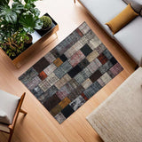 Multi-Coloured Hand-Knotted Modern Patchwork Collage Rug 351 × 253 cm