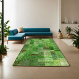Green Hand-Knotted Modern Patchwork Collage Rug 351 × 251 cm