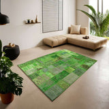 Green Hand-Knotted Modern Patchwork Collage Rug 351 × 251 cm