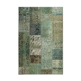 Turquoise Hand-Knotted Modern Patchwork Collage Rug 233 × 161 cm