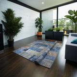 Blue Hand-Knotted Modern Patchwork Collage Rug 402 × 251 cm