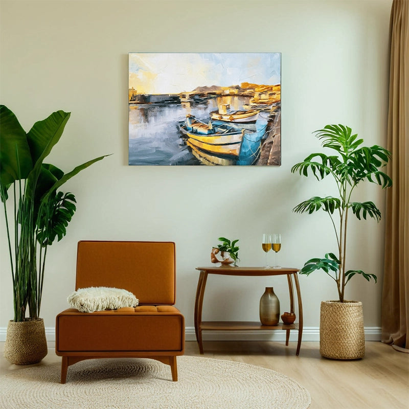 T Palmer Boats Oil Painting 60 × 45 cm