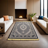 Navy Blue Tabriz Mahi Rug 230 × 160 cm