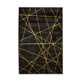 Modern Black Rug With Yellow Line Design 230 × 160 cm