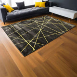 Modern Black Rug With Yellow Line Design 230 × 160 cm
