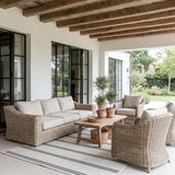 Cream & Grey Modern Outdoor Stripe Rug 230 × 160 cm