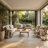Cream & Grey Modern Outdoor Stripe Rug 230 × 160 cm