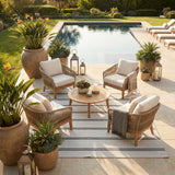 Cream & Grey Modern Outdoor Stripe Rug 230 × 160 cm