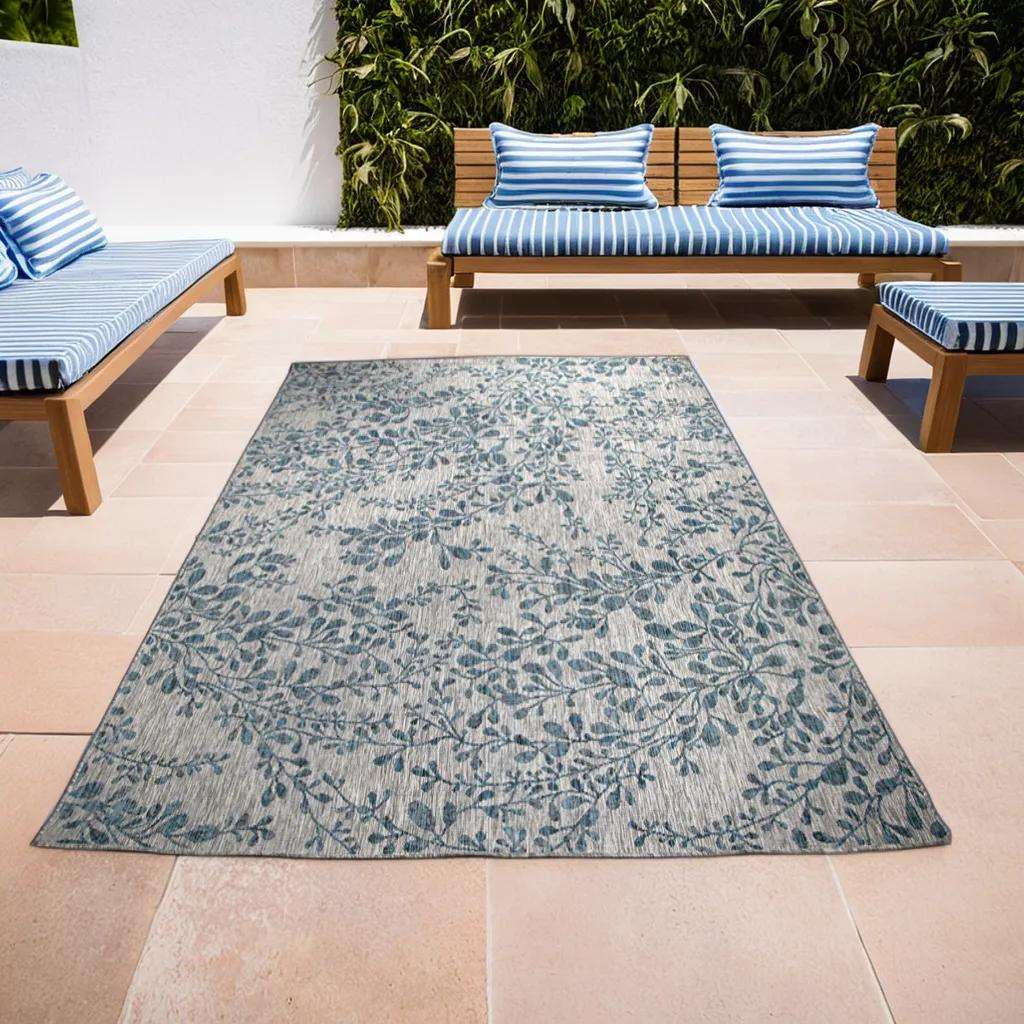 Turquoise Vine Design Outdoor Rugs