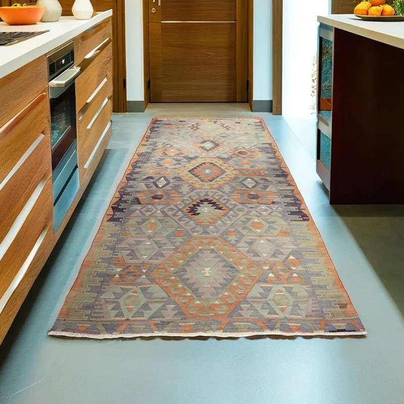 Turkish Nomadic Woolen Kilim Rug 328 × 154 cm