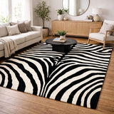 Modern Hand Tufted Zebra-Striped Rug