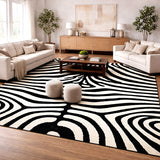 Modern Hand Tufted Zebra-Striped Rug