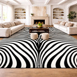 Modern Hand Tufted Zebra-Striped Rug