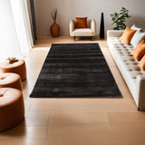 Modern Plush Pile Rugs In Anthracite Grey Pianura Collection