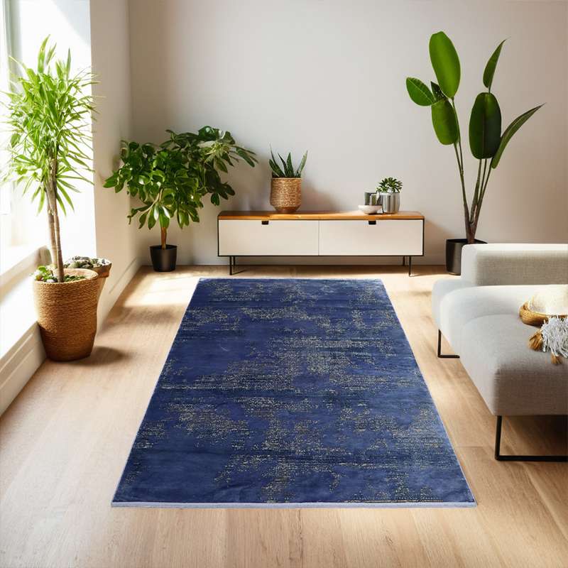 Indigo Blue Part Silk Alta Rug 230 × 160 cm