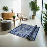 Deep Navy Blue Part Silk Alta Rug 230 × 160 cm