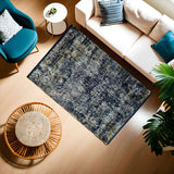 Navy Blue Part Silk Alta Collection Rug 230 × 160 cm