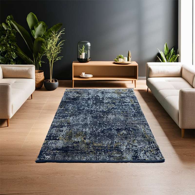 Navy Blue Part Silk Alta Collection Rug 230 × 160 cm