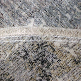 Grey & Gold Part Silk Modern Round Rug 160 × 160 cm