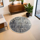 Grey & Gold Part Silk Modern Round Rug 160 × 160 cm