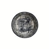 Silver & Navy Part Silk Modern Round Rug 200 × 200 cm