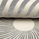 Ivory & Silver Part Silk Modern Round Rug 250 × 250 cm