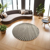 Ivory & Silver Part Silk Modern Round Rug 250 × 250 cm