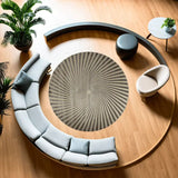 Ivory & Silver Part Silk Modern Round Rug 250 × 250 cm