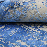 Royal Blue & Grey Part Silk Modern Round Rug 300 × 300 cm
