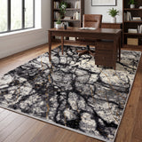 Grey, Black & Gold Abstract Marble Rug Design 290x200cm - photo 3