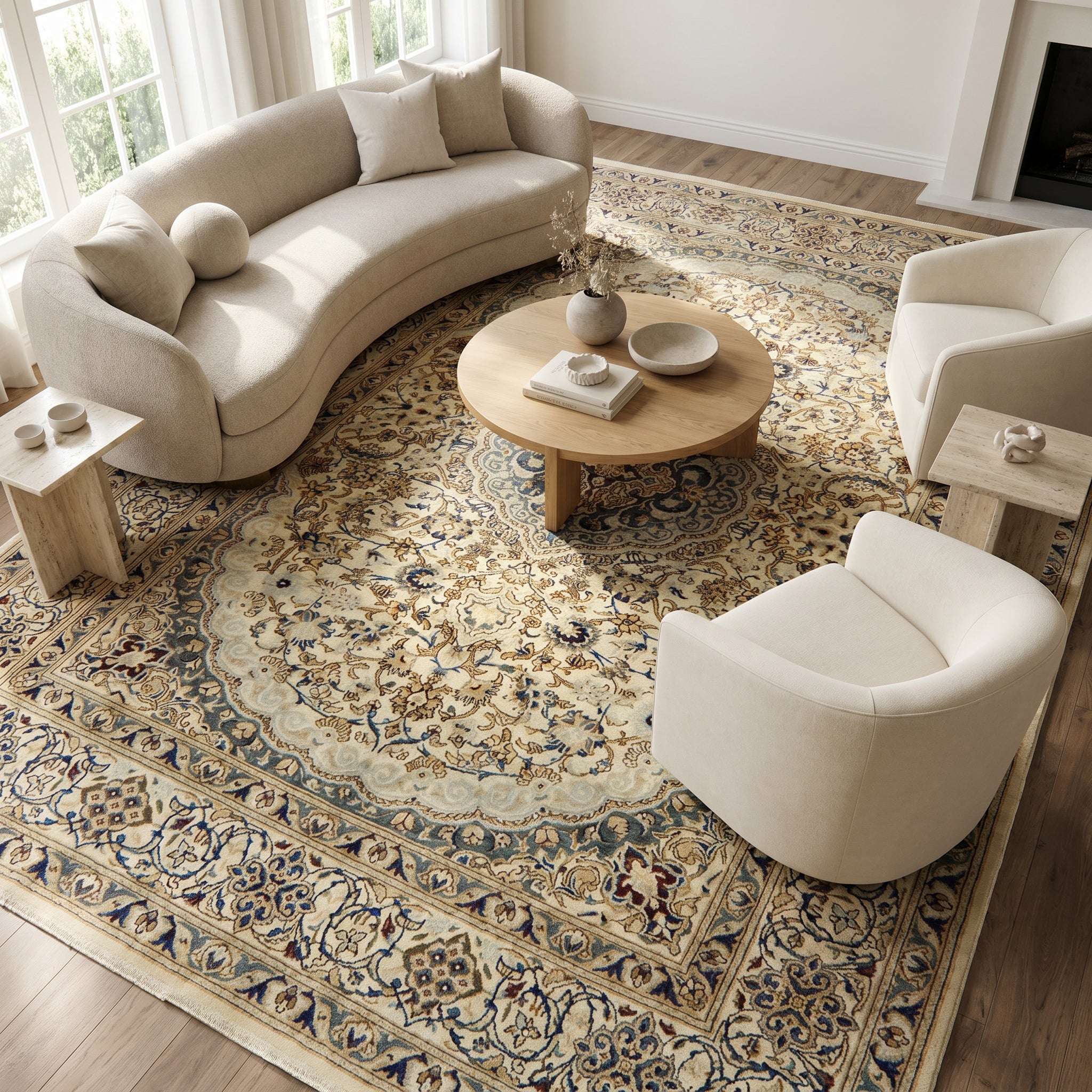 Refurbished Handmade Persian Tabas Rug 330 × 246 cm