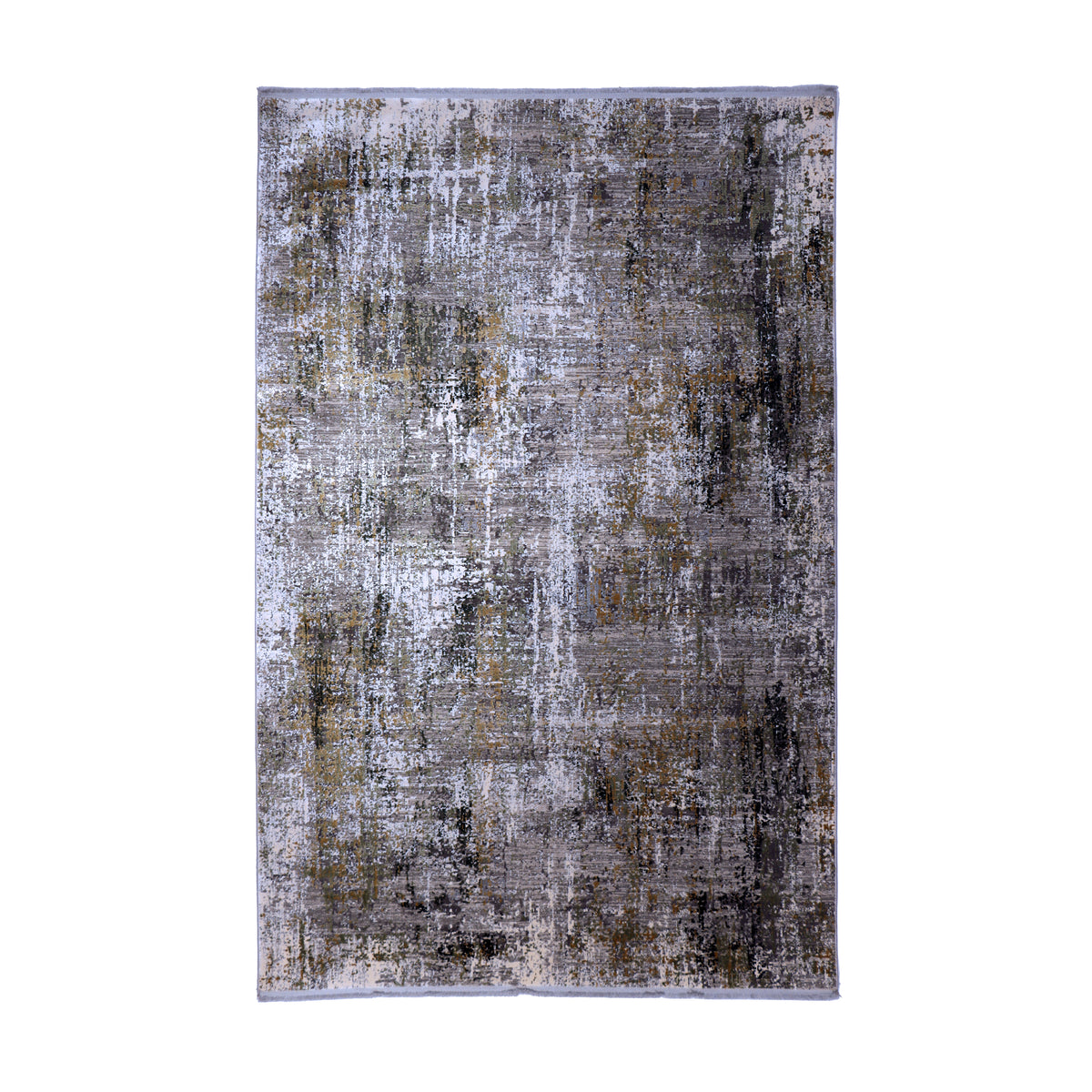 Grey, Olive & Gold Abstract Distressed Rug Design 230x160cm