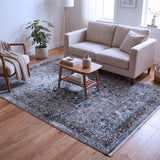 Grey & Teal Blue Caspian Distressed Persian Medallion Rug Design 230 × 160 cm