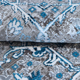 Grey & Teal Blue Caspian Distressed Persian Medallion Rug Design 230 × 160 cm